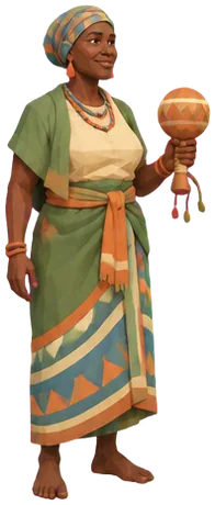 Boitumelo memegang marakas labu.