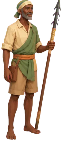 Kagiso, pria tua berjanggut abu-abu dengan tombak ikan.